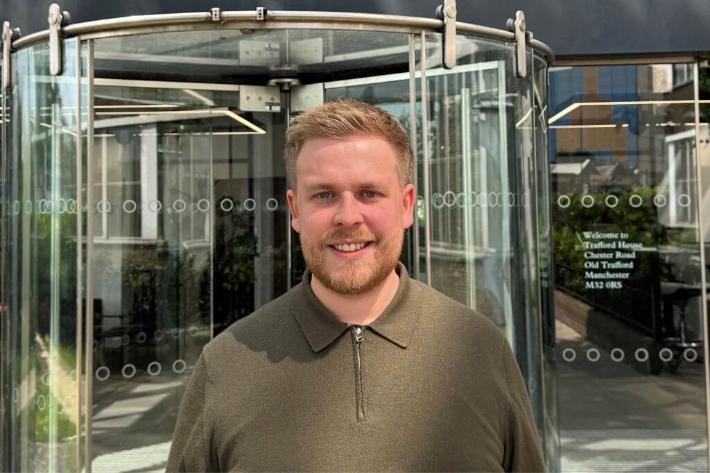 Luke Trudgeon outside HCC Offices in Manchester