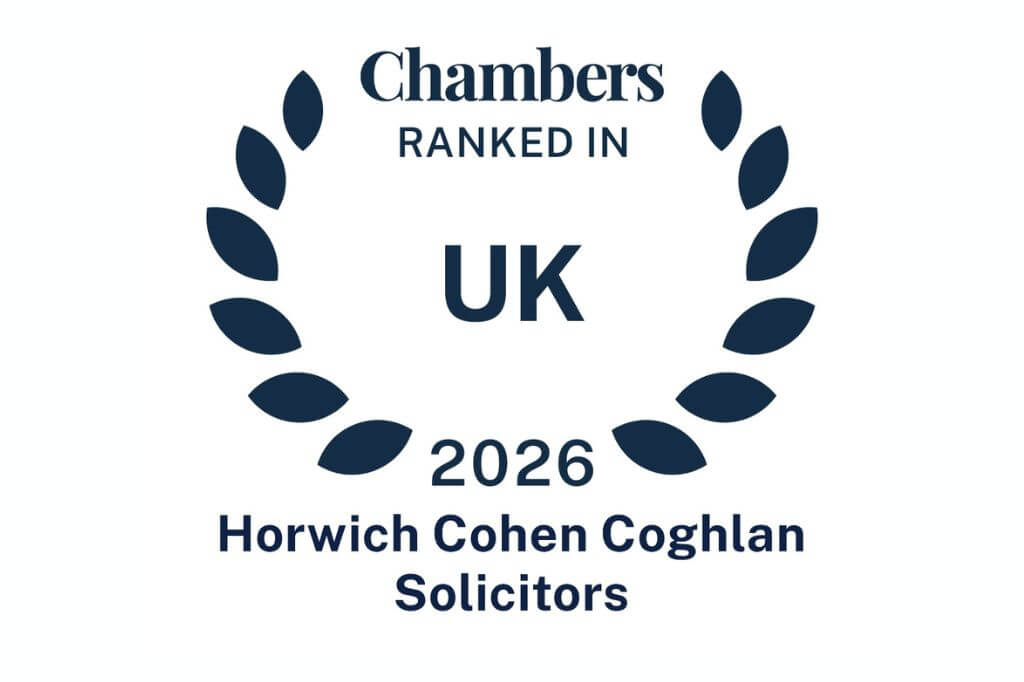 Ranked in Chambers and Partners 2026 logo for HCC Solicitors